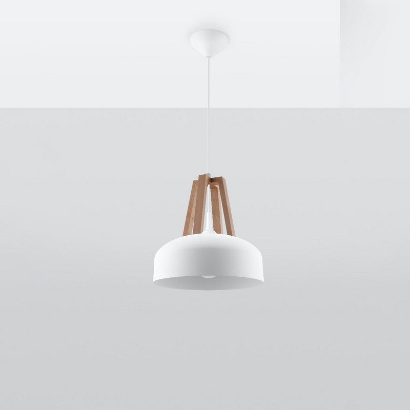 Sollux Hanglamp CASCO Wit/Hout 60W/E27 - Afbeelding 4