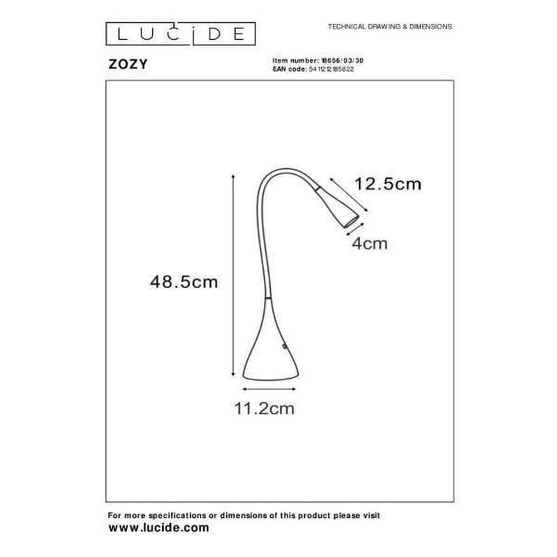 Lucide ZOZY Bureaulamp Ø11,2cm LED Dimb. 4W 3000K 3 StepDim Zwart - Afbeelding 5