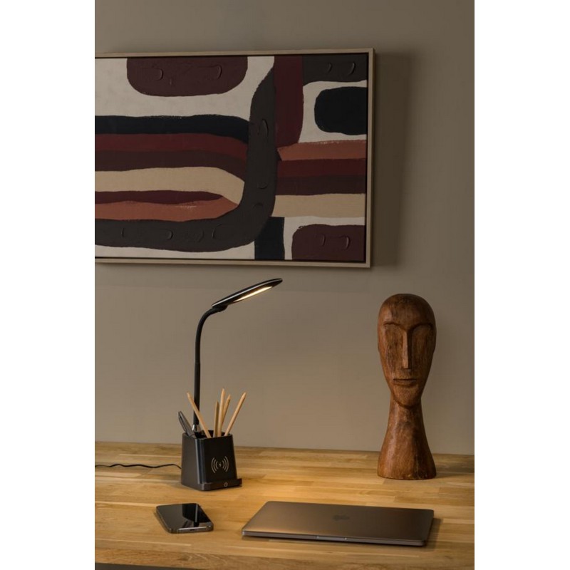 Lucide PENNY Bureaulamp LED Dimb. 1×4,7W 3000K Met draadloze oplader Zwart - Afbeelding 9