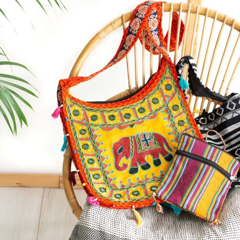Tas Katoen – Tas India – Kleurrijk India Verrassing – Olifant – 35 x 32 cm - Afbeelding 2