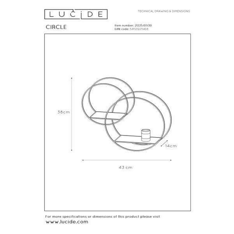 Lucide CIRCLE Wandlamp E27 Goud/Zwart - Afbeelding 8