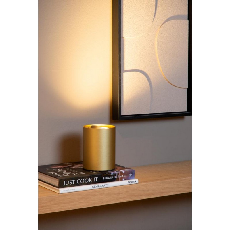 Lucide TUBE Tafellamp Ø 9,6 cm LED 3 StepDim GU10 1x5W 2600K/2800K Mat Goud / Messing - Afbeelding 2