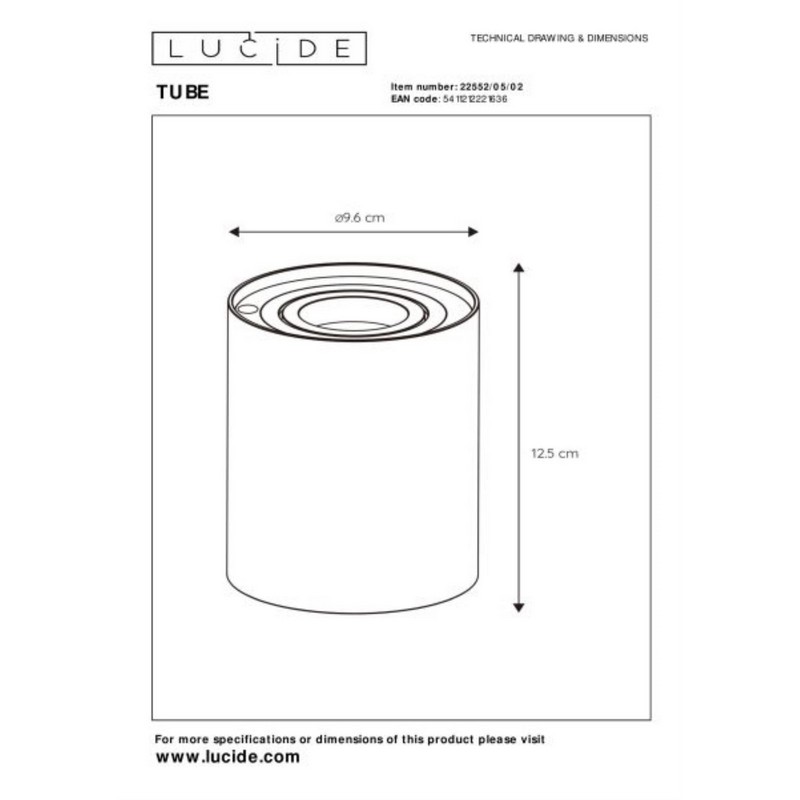 Lucide TUBE Tafellamp Ø 9,6 cm LED 3 StepDim GU10 1x5W 2600K/2800K Mat Goud / Messing - Afbeelding 3