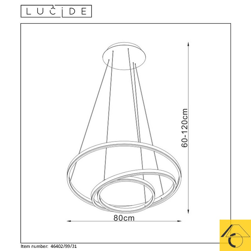 Lucide TRINITI Hanglamp LED Dimb. 1x32W 3000K Wit - Afbeelding 6