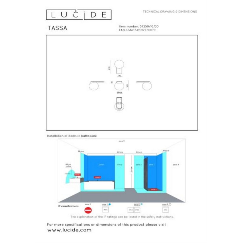 Lucide TASSA Wandlamp Badkamer LED Dim to warm 1x10W 1800K/3000K IP44 Zwart - Afbeelding 3