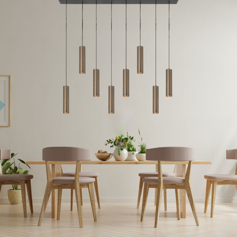 Highlight Hanglamp cilinder H567632 Perugia L=115cm 8xGU10 Brons/Zwart - Afbeelding 3