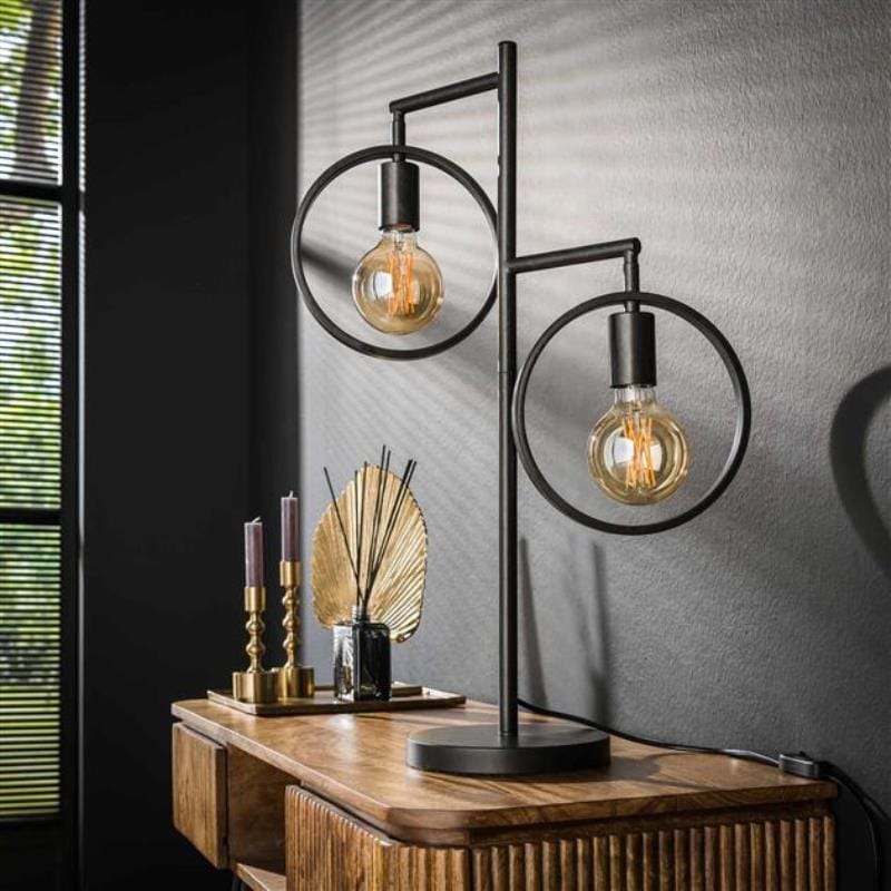 StoerLights Tafellamp 2L Ring E27 Charcoal - Afbeelding 3
