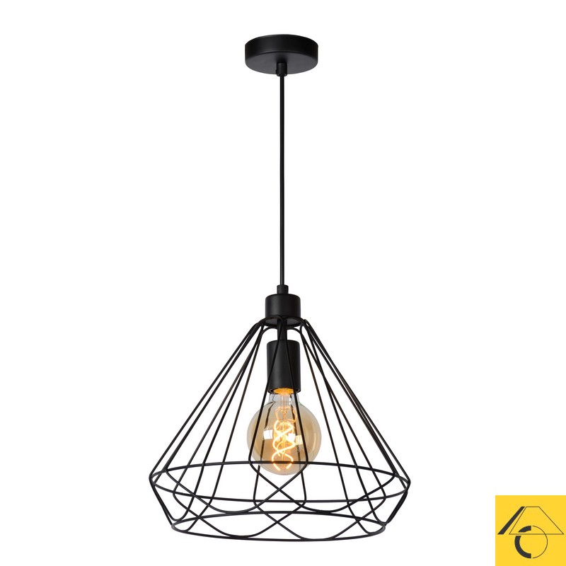 Lucide KYARA Hanglamp Ø 32 cm E27 Zwart - Afbeelding 2