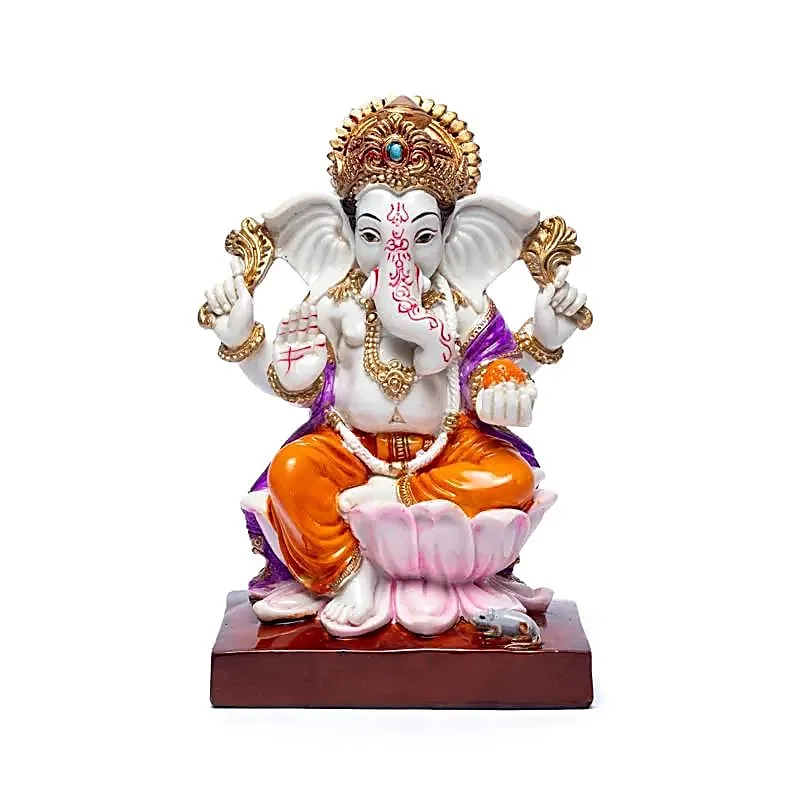 Ganesha beeld – Ganesha op Lotustroon – 19 cm - Afbeelding 2