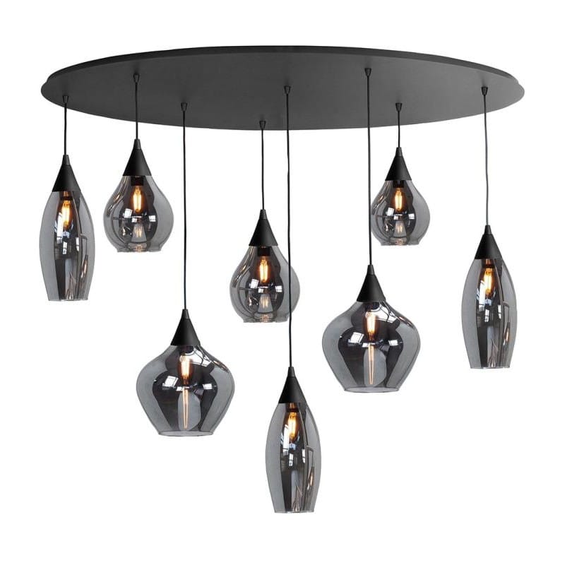 Highlight Moderne Lamp eettafel H585301 Cambio Hanglamp Metaal/Glas 8xE14 Zwart Smoke - Afbeelding 2