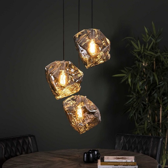 Hanglamp drie glazen blokken - Afbeelding 3
