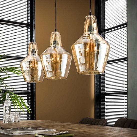 Hanglamp drie glazen kappen - Afbeelding 3