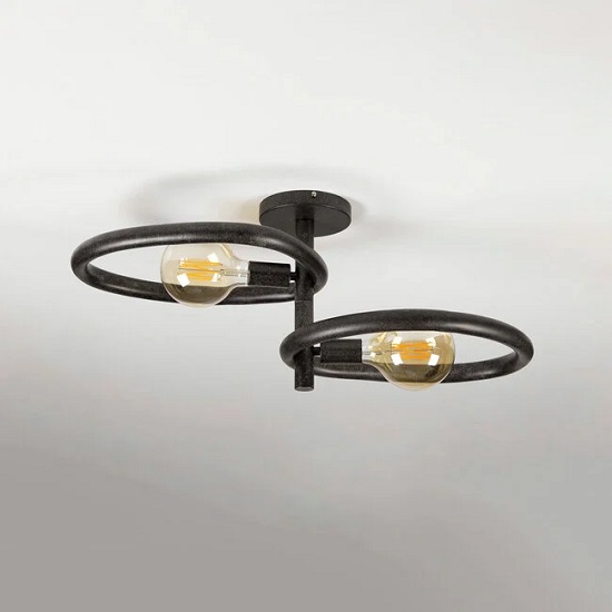 Plafondlamp zwart metaal - Afbeelding 3