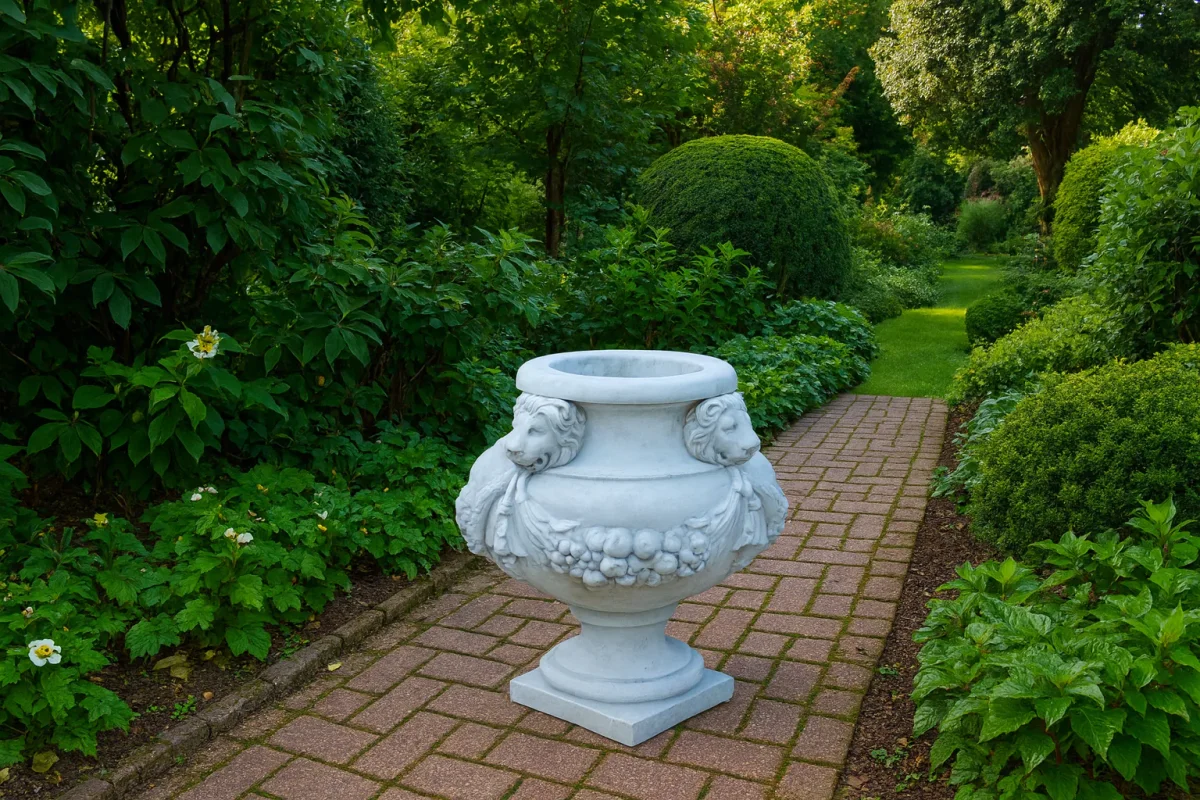 Tobiolo bloempot composiet Carrara marmer – 64 cm - Afbeelding 4